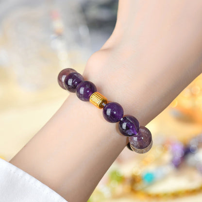 Natural Amethyst Super Seven Bracelet with Black Gold | Elegant Spiritual Jewelry for Women