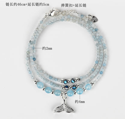 Natural Aquamarine Blue Chalcedony Multi-Layer Bracelet | Spiritual Protection & Elegant Energy