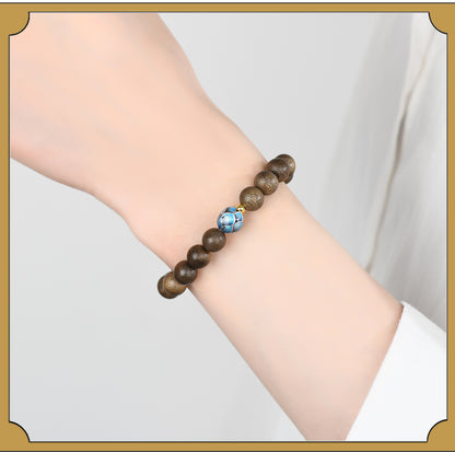 Agarwood Meditation Cloisonné Lotus Bracelet | Spiritual Protection & Zen Energy for Couples