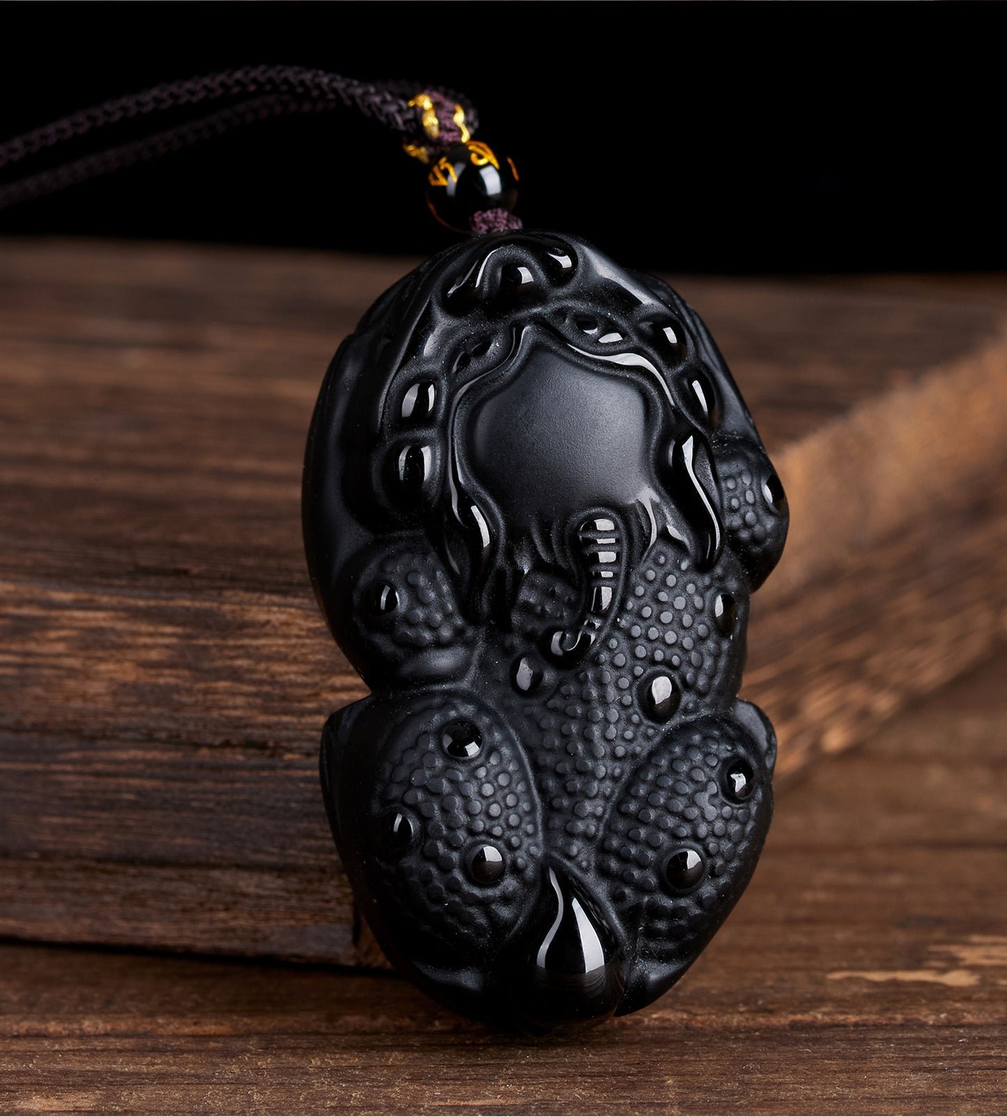 Natural Obsidian Pixiu Pendant Necklace | Chinese Style Unisex Wealth Talisman