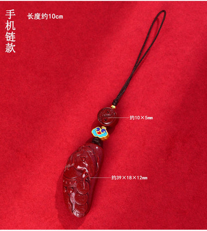 Natural Purple Gold Cinnabar Wealth Attraction Pendant - Phone Keychain Bag Charm
