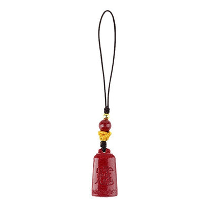 Natural Cinnabar Purple Gold Sand Amulet Pendant for Phone and Bag - Spiritual Protection Charm