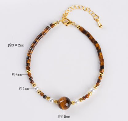 Natural Tiger Eye Stone Bracelet - Courage & Wealth Amulet for Women