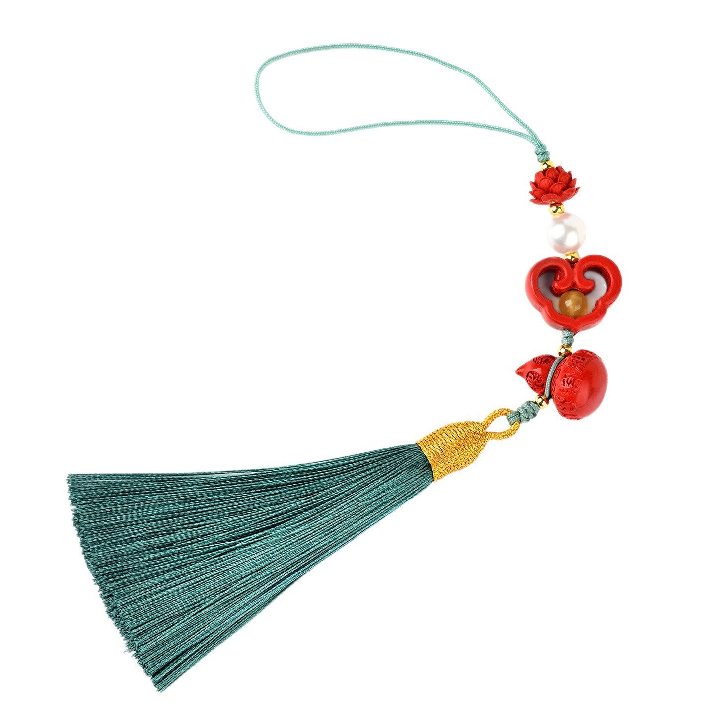 Natural Imperial Red Cinnabar Ruyi Gourd Phone Charm – Protection & Prosperity Talisman