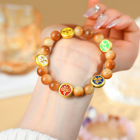 Bodhi Root Five Directions God of Wealth Bracelet | Chinese Style Spiritual Jewelry