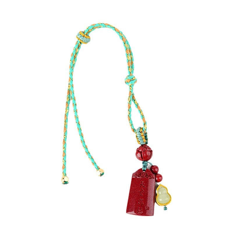 Natural Cinnabar Purple Gold Sand Wu Sui General Car Pendant - Wealth Protection Amulet