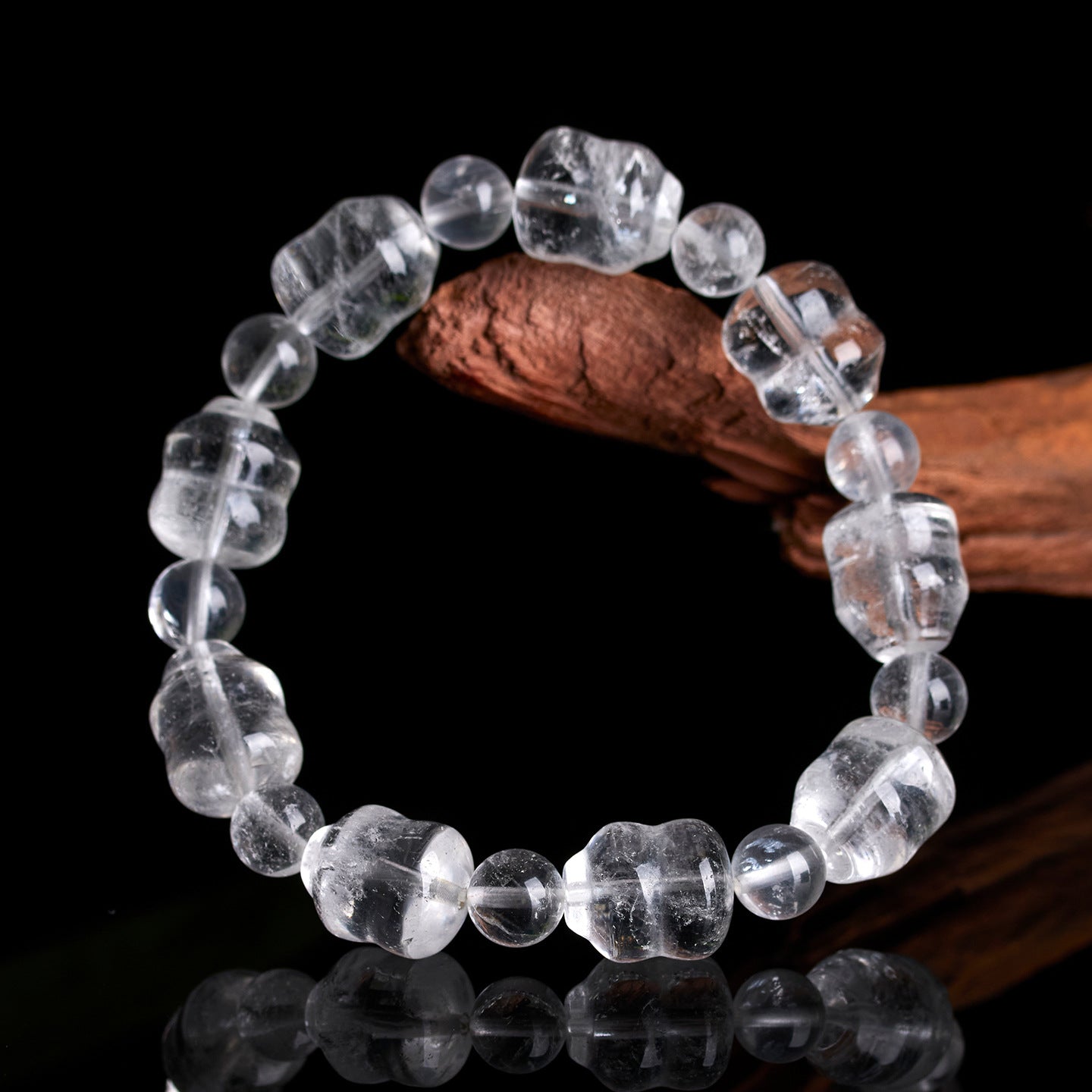 Natural White Crystal Gourd Bracelet | Fulu Blessing Ice Transparent Spiritual Jewelry