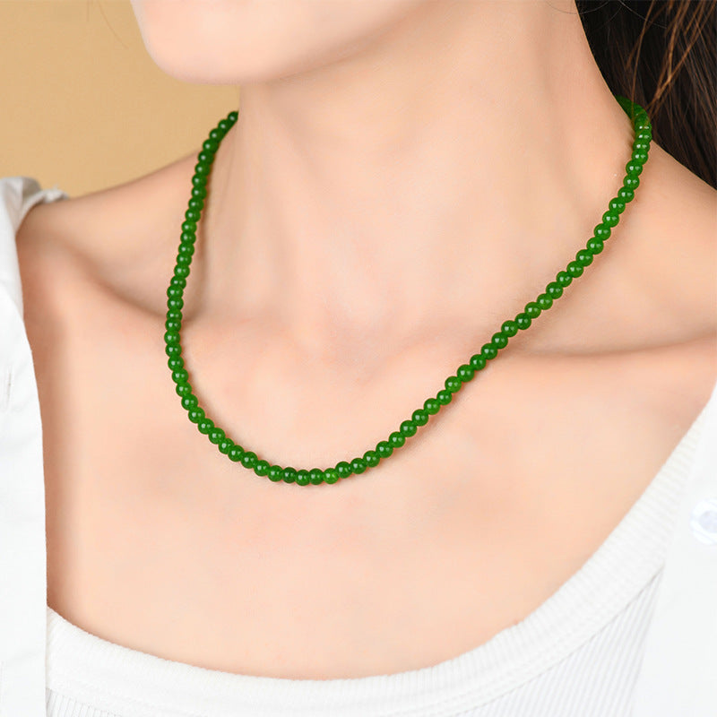 Green Chalcedony Gourd Pendant Necklace | Chinese Retro Style Fortune & Protection Amulet