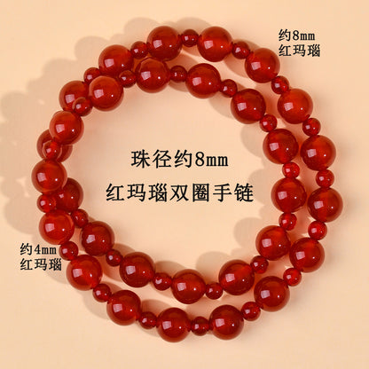 Red Agate Double Circle Bracelet for Zodiac Year Women - Lucky Charm Jewelry