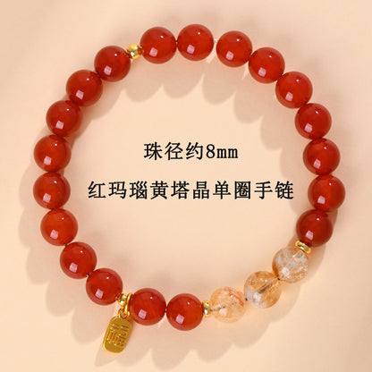 Red Agate and Yellow Pagoda Crystal Fortune Bracelet | Wealth and Protection Amulet