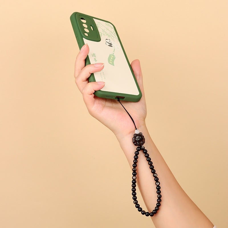 Mystical Silver Obsidian Tea Crystal Nine-Tailed Fox Charm for Protection and Good Fortune