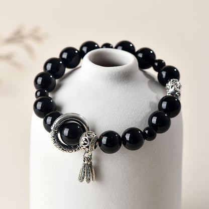 Natural Obsidian Pixiu Bracelet - Chinese Style Women's Wealth and Protection Talisman