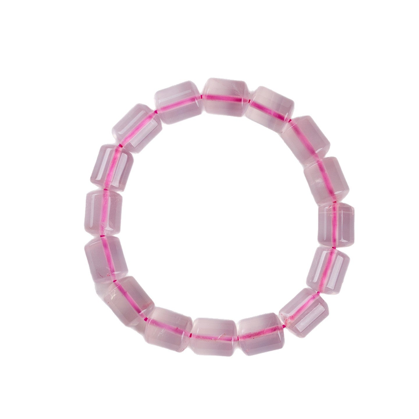 Natural Rose Quartz Barrel Bead Bracelet | Love Harmony Energy Jewelry