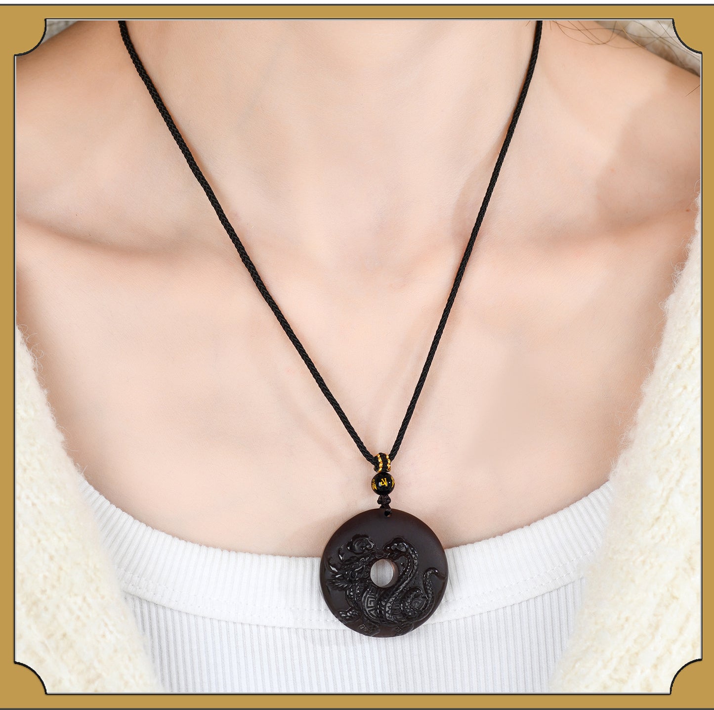 Natural Ice Obsidian Xuanwu Peace Pendant | Five Elements Hydration & Protection Unisex Necklace