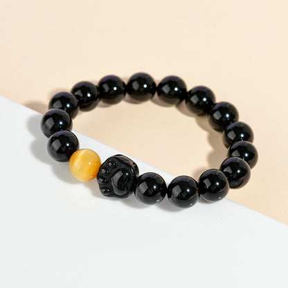 Mystic Double Color Eye Obsidian Cat Claw Bracelet - Chinese Style Crystal Bead Jewelry