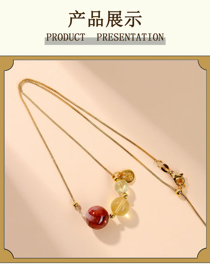 Natural Crystal Five Elements Collarbone Necklace | Balance Harmony & Wealth for Women