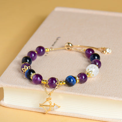 Sagittarius Amethyst Crystal Bracelet - Romantic Zodiac Light Luxury Jewelry for Women