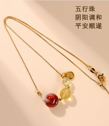 Natural Crystal Five Elements Collarbone Necklace | Balance Harmony & Wealth for Women