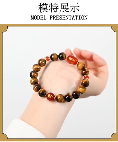Natural Yellow Tiger Eye Tai Sui Bracelet - Zodiac Year Wealth Protection Unisex Design
