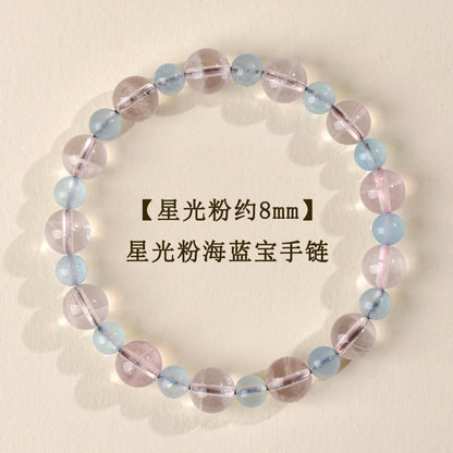 Natural Starlight Pink Aquamarine Bracelet | Love Harmony Crystal Jewelry for Women