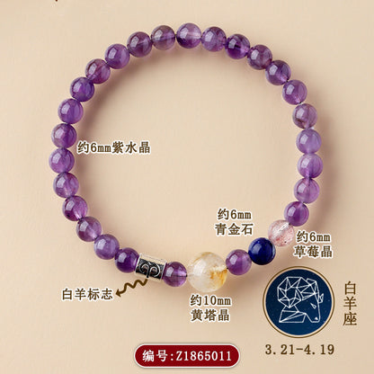 Mystical Natural Crystal Zodiac Bracelet - Cosmic Energy & Spiritual Harmony