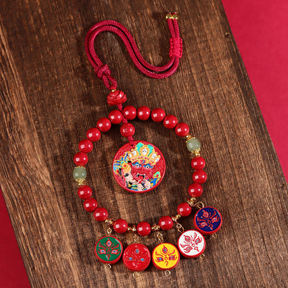 Imperial Red Cinnabar Five Directions God of Wealth Car Hanging for Prosperity and Safe Travels