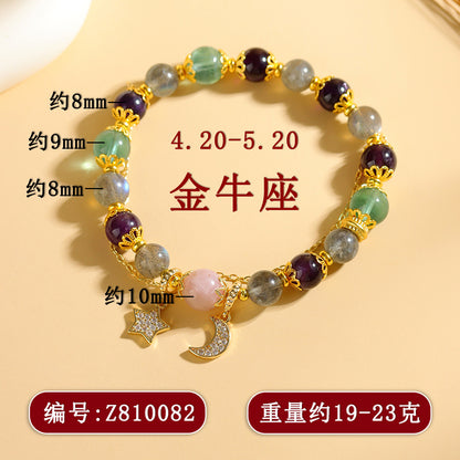 Natural Crystal Zodiac Bracelet - Mystical Astrological Jewelry for Women's Empowerment