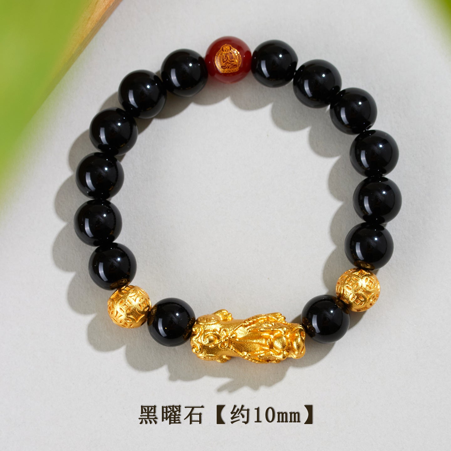 Natural Obsidian Gold Pixiu Zodiac Buddha Bracelet for Wealth Protection and Spiritual Harmony