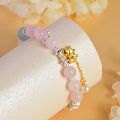 Virgo Crystal Bracelet with Natural Aquamarine and Rose Quartz - Spiritual Harmony Accessory
