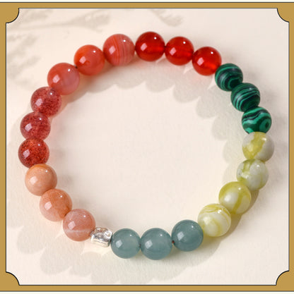 Natural Multi-Gemstone Crystal Five Elements Balance Bracelet for Men and Women