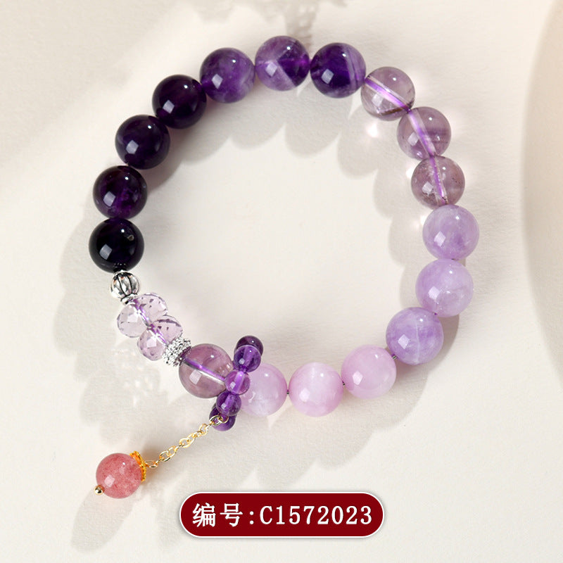 2025 Nine Purple Fire Natural Amethyst Bracelet | Chinese Zodiac Year Women's Spiritual Jewelry for Good Fortune