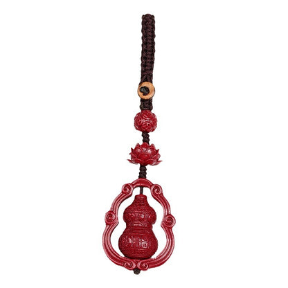 Natural Purple Gold Cinnabar Gourd Keychain | Wealth & Protection Talisman