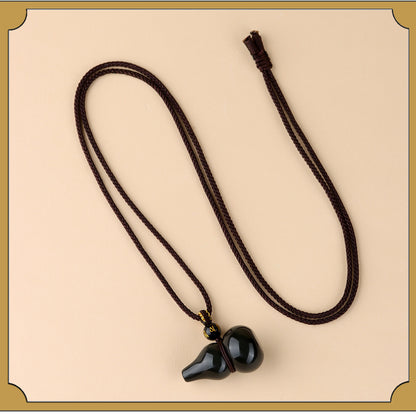 Rainbow Obsidian Gourd Pendant - Chinese Style Protection Amulet for Phone & Keys