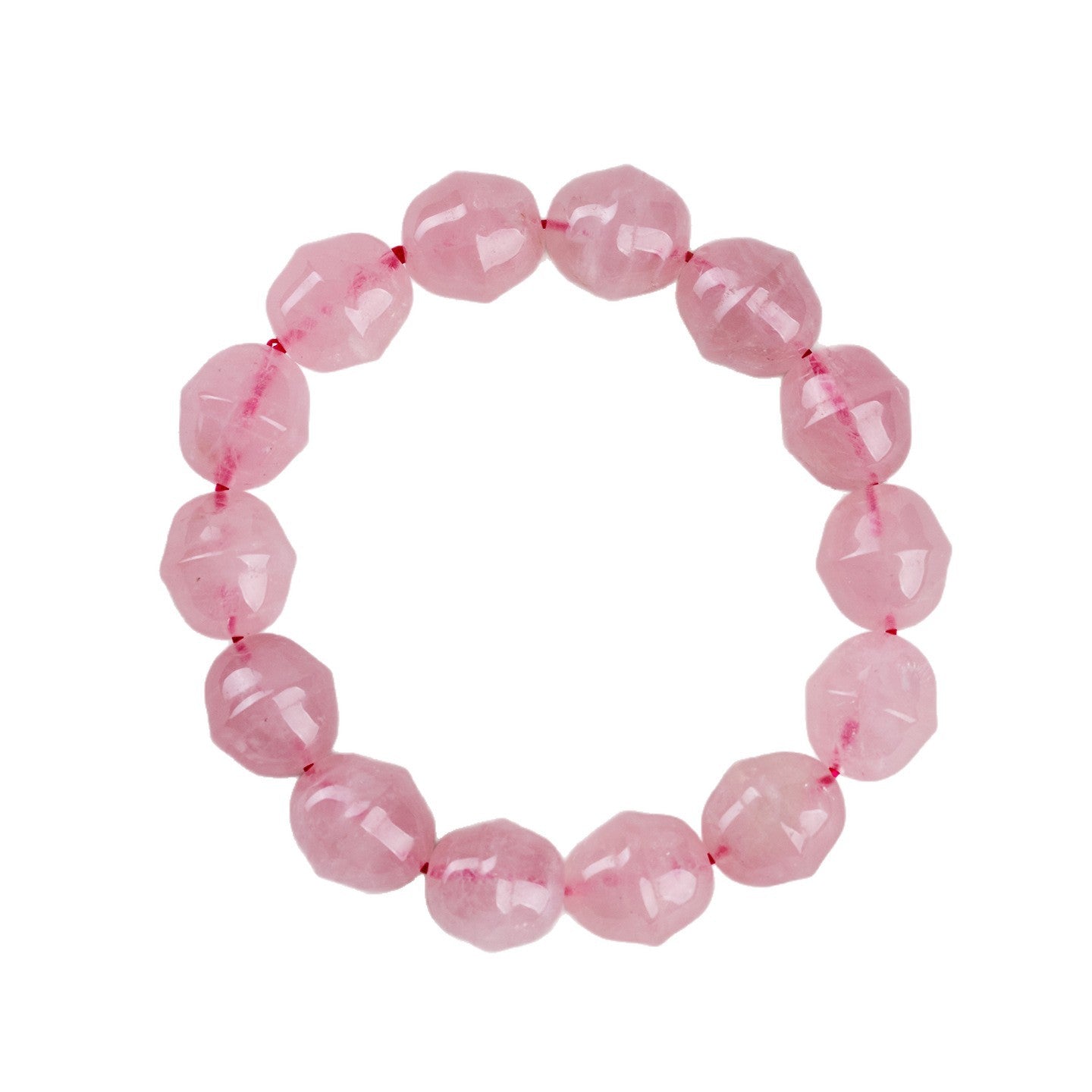 Natural Rose Quartz Bell Bracelet for Women - Peach Pink Crystal Healing Jewelry for Love and Harmony