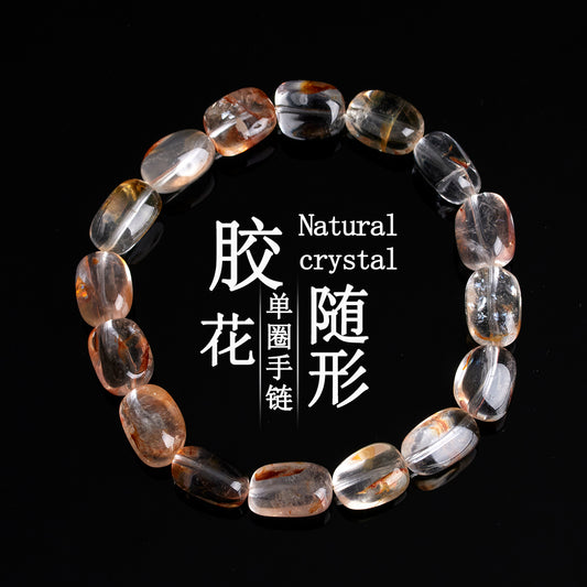 Natural Crystal Glue Flower Irregular Single Circle Bracelet - Women's Elegant Spiritual Accessory