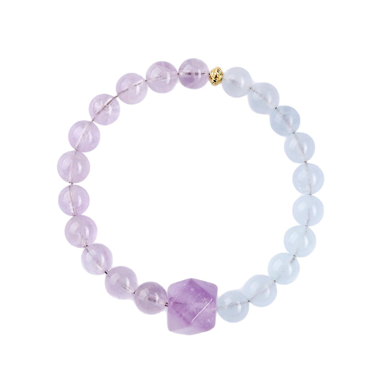 Natural Lavender Amethyst and Aquamarine Faceted Bracelet | Half Blue Half Purple Spiritual Jewelry