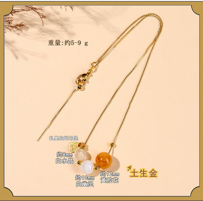 Natural Crystal Five Elements Collarbone Necklace | Balance Harmony & Wealth for Women