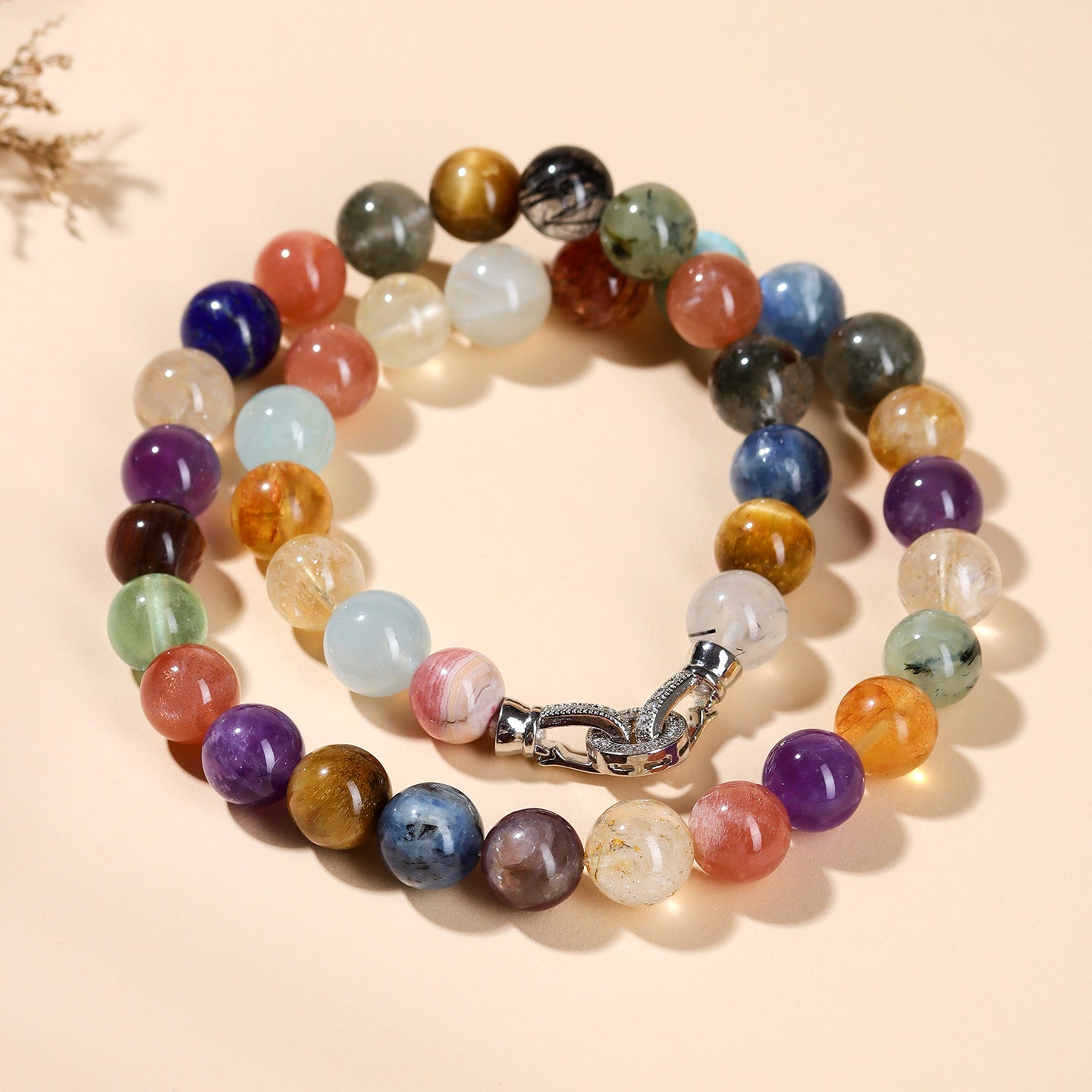 Natural Multi-Gemstone Crystal Collarbone Necklace | Mystical Energy & Fashion Elegance