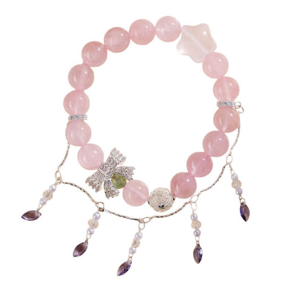 Natural Pink Crystal Love Bracelet | Peach Pink Women's Spiritual Jewelry for Harmony