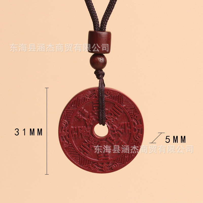 Natural Cinnabar Mountain Ghost Flower Pendant - Purple Gold Sand Raw Ore Amulet for Protection and Fortune