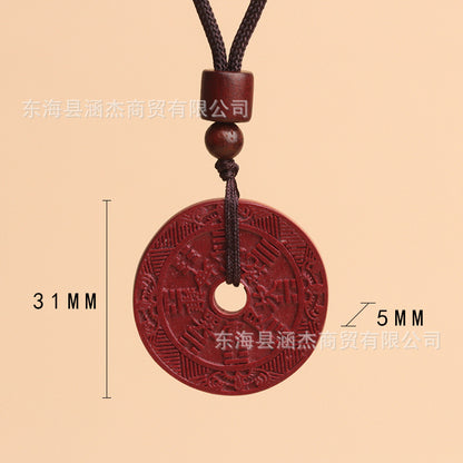 Natural Cinnabar Mountain Ghost Flower Pendant - Purple Gold Sand Raw Ore Amulet for Protection and Fortune