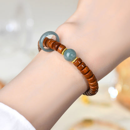 Bodhi Blue Jade Abacus Beads Running Ring Bracelet - Spiritual Enlightenment Wealth Amulet