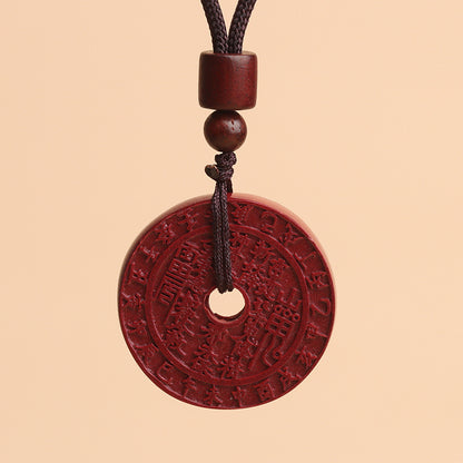 Natural Cinnabar Mountain Ghost Flower Pendant - Purple Gold Sand Raw Ore Amulet for Protection and Fortune