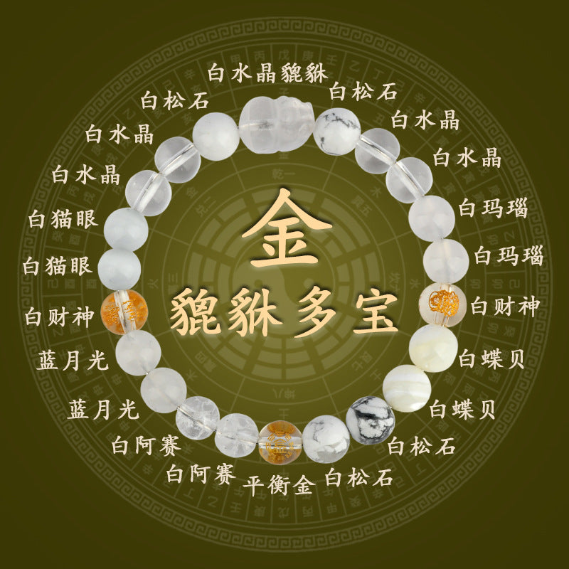 Five Elements Pixiu Wealth Crystal Bracelet | Natural Stone for Couples Balance & Prosperity