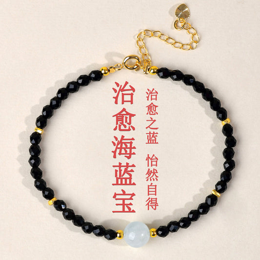 Natural Crystal Black Spinel Multi-Gem Adjustable Bracelet for Women - Mystical Protection & Elegance