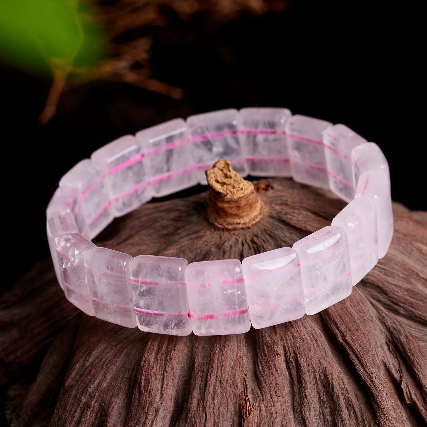 Natural Pink Quartz Crystal Bracelet | Love Harmony Energy Stone Ice Transparent Fashion