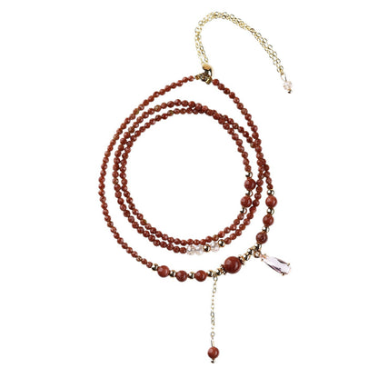 Golden Sandstone Three-Circle Bracelet | Adjustable Women's Spiritual Jewelry for Protection and Wealth