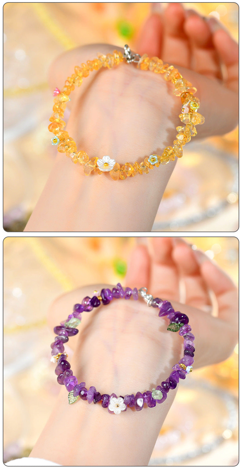 Natural Crystal Crushed Stone Bracelet Aquamarine Amethyst Citrine Irregular Fashion Original Women's Bracelet Jewelry