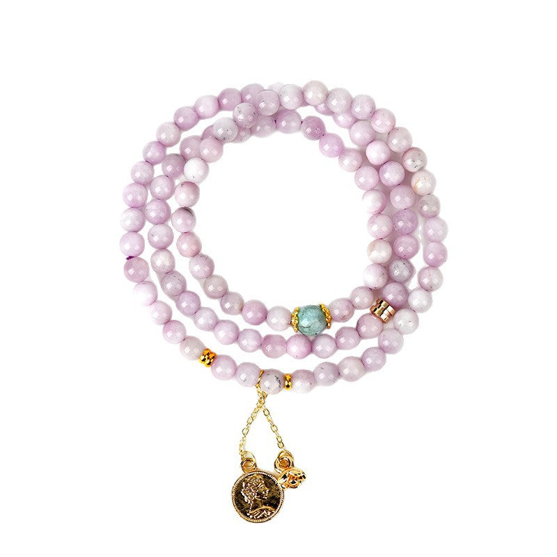 Natural Kunzite Three-Circle Bracelet | Purple Spiritual Stone for Love & Harmony