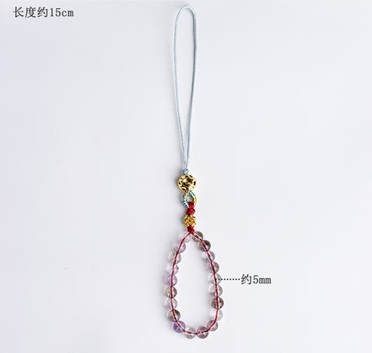 Natural Super Seven Amethyst Phone Chain Pendant – Spiritual Protection & Elegant Energy